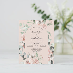 Convite para Casamento Eucalyptus Floral, Cor-de-R