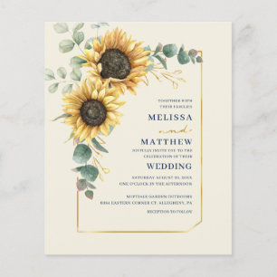 Convite para Casamento Eucalyptus Floral Sunflower