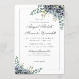 Convite para Casamento Eucalyptus Hydrangeas Purpl