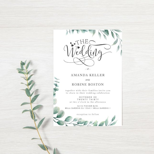 Convite para Casamento Eucalyptus Minimalista (Criador carregado)