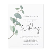 Convite para Casamento Eucalyptus Minimalista de O