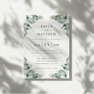 Convite para Casamento Eucalyptus Moderno Elegante