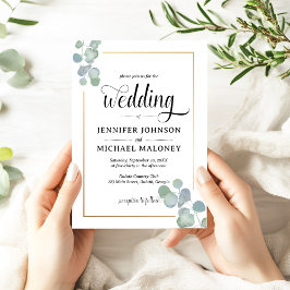 Convite para Casamento Eucalyptus Pintado com Mão