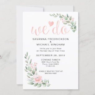 Convite para Casamento Eucalyptus Rosa