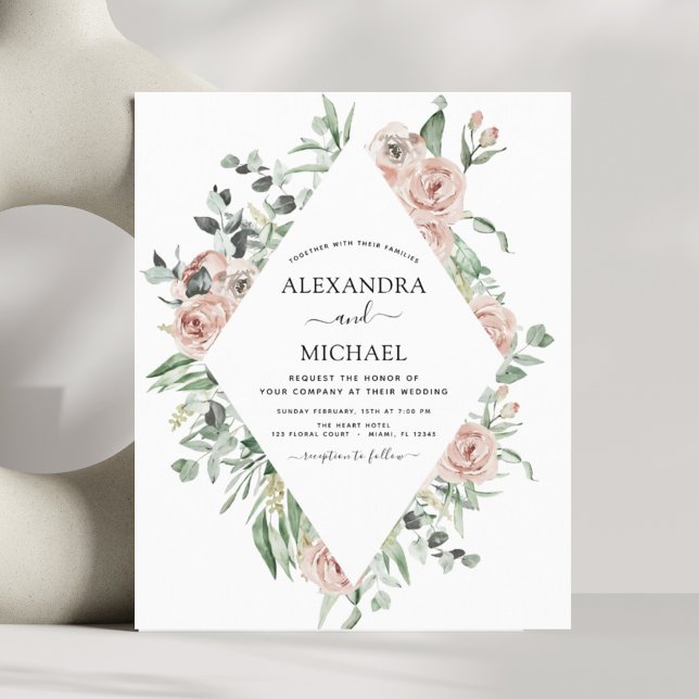 Convite para Casamento Eucalyptus Rosa-Dusty Orçam (Criador carregado)