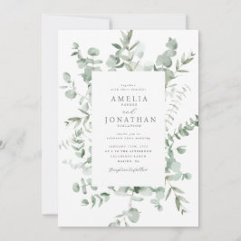 Convite para Casamento Eucalyptus Watercolor