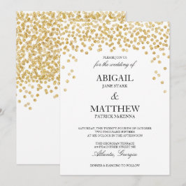 Convite para Casamento Faux Dourado Sparkle Confet