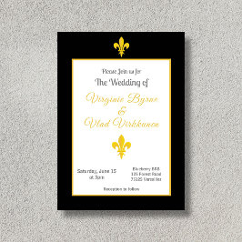 Convite para Casamento Fleur de Lis, Dourado e Pre