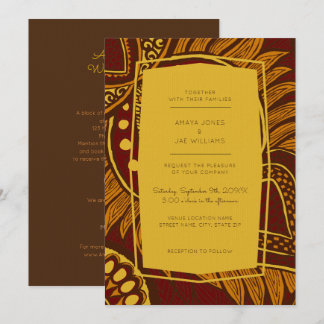 Convite para Casamento Floral Africano Ancara Maro