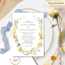 Convite para Casamento Floral Amarelo-Branco
