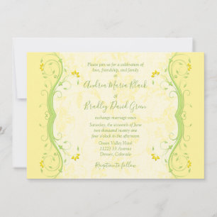 Convite para Casamento Floral Amarelo e Verde