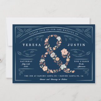 Convite para Casamento Floral Ampersand