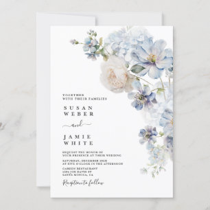 Convite para casamento Floral Azul