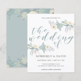 Convite para Casamento Floral Azul com Dusty Rusti