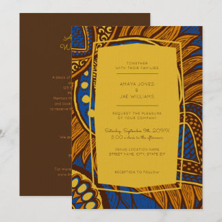 Convite para Casamento Floral Azul de Ancara Afric