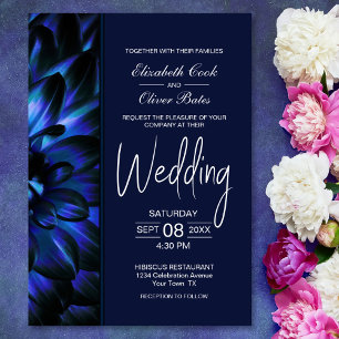 Convite para Casamento Floral Azul Moody