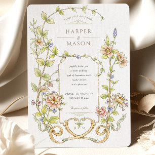 Convite para Casamento Floral Barroco