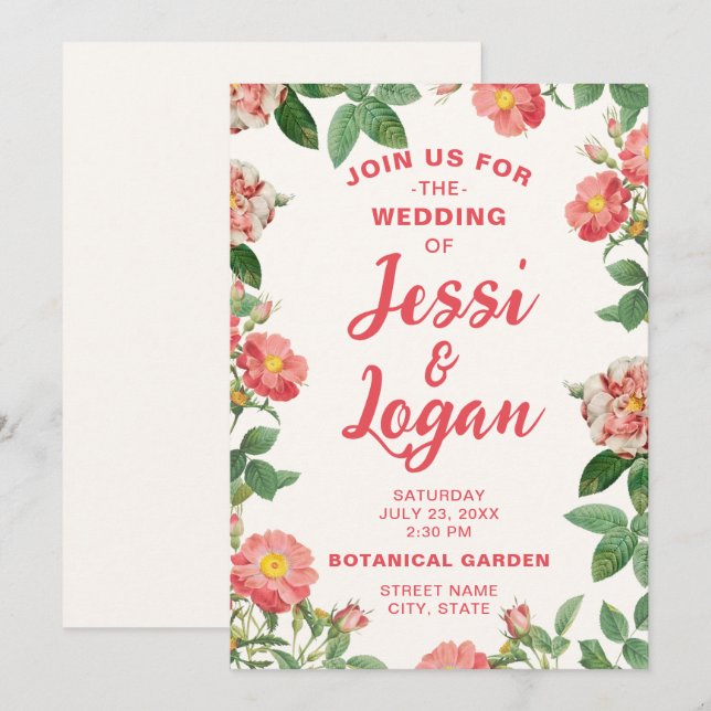 Convite para Casamento Floral Bloom (Frente/Verso)