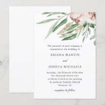 Convite para Casamento Floral bonito Blush