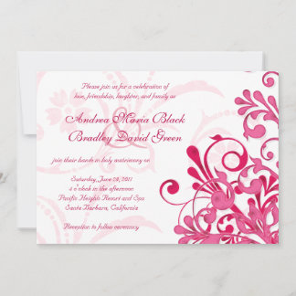 Convite para Casamento Floral Branca e Rosa Vibran