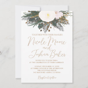 Convite para Casamento Floral Branco de inverno