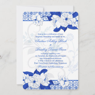 Convite para Casamento Floral Branco e Azul