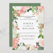Convite para Casamento Floral Branco e Blush