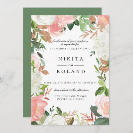 Convite para Casamento Floral Branco e Blush