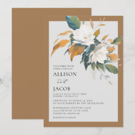 Convite para Casamento Floral Branco Elegante