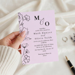 Convite para Casamento Floral Branco Elegante