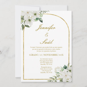 Convite para Casamento Floral Branco em Espanhol