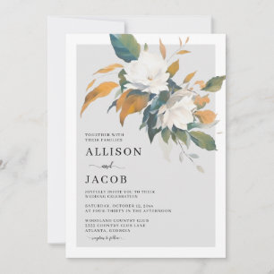 Convite para Casamento Floral Branco Esbusto