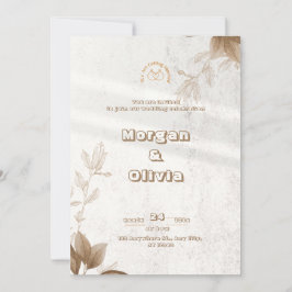 Convite para Casamento Floral Brown Elegant