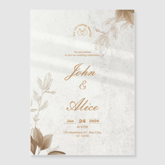 Convite para Casamento Floral Brown Minimalista Mo