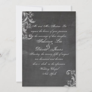 Convite para Casamento Floral Chalkboard