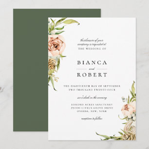 Convite Para Casamento Floral Da Floresta Botânic