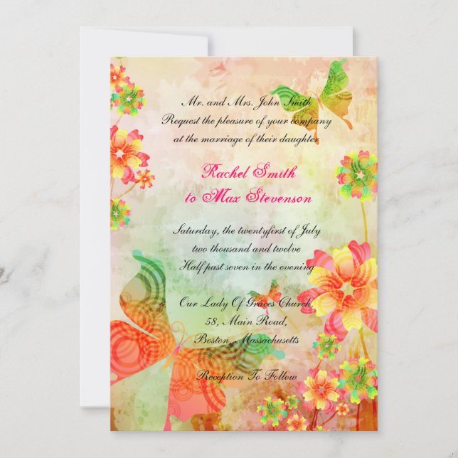 Convite Para Casamento Floral Da Nature Art (Frente)