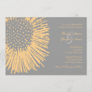 Convite para Casamento Floral de Abstrato Amarelo