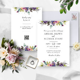 Convite para Casamento Floral de abstrato Watercol