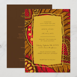 Convite para Casamento Floral de Ancara Vermelha A