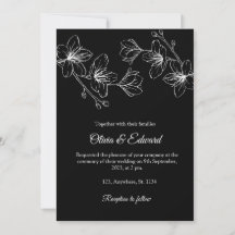 Convite para Casamento Floral de Arte da Linha Neg