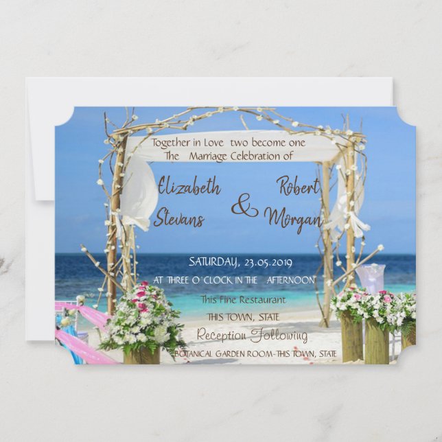 Convite para Casamento Floral de Beach Arbor (Frente)