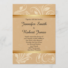 Convite para Casamento Floral de Bronze Moderno