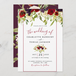 Convite Para Casamento Floral De Burgundy Watercol