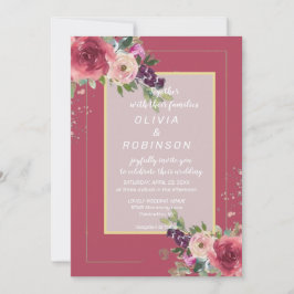Convite Para Casamento Floral De Burgundy Watercol