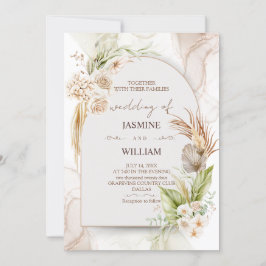 Convite Para Casamento Floral De Castanho E Creme