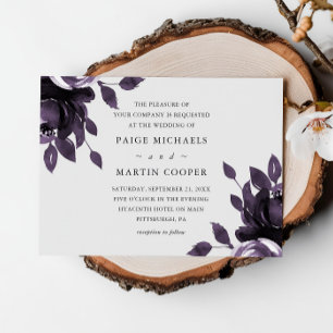 Convite para Casamento Floral de Cinzas e Roxas El