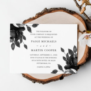 Convite para Casamento Floral de Cinzas Elegante