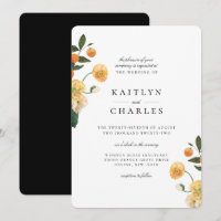 Convite para Casamento Floral de Citrus Orange