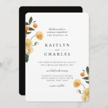 Convite para Casamento Floral de Citrus Orange